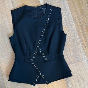 BCBGMaxAzria Stelloun Black Grommet Sleeveless Top